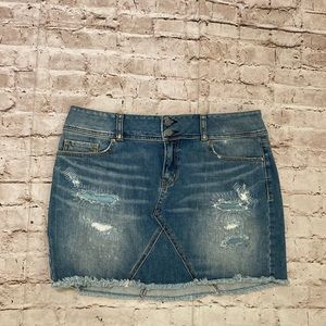 London Jean distressed detailed mini denim skirt Size 14